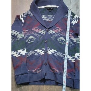Adam Levine Men's Shawl Collar Geometric Print Button Up Cardigan Sweater Size M